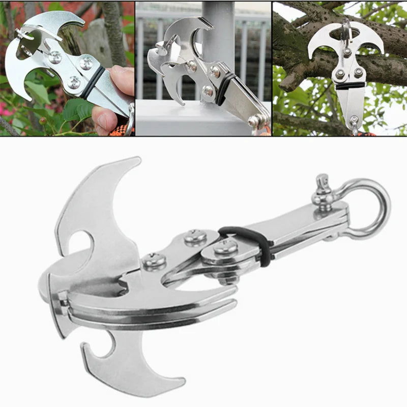 Folding Grappling Hook Multifunctional Stainless Steel Survival Outdoor Climbing Claw Carabiner Camping Gear Multitool Edc Gear - Slobuy