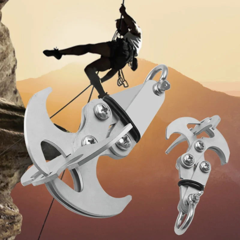 Folding Grappling Hook Multifunctional Stainless Steel Survival Outdoor Climbing Claw Carabiner Camping Gear Multitool Edc Gear - Slobuy