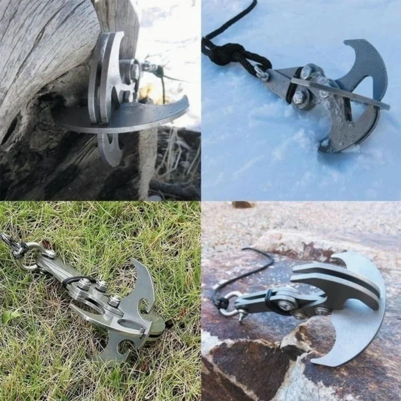 Folding Grappling Hook Multifunctional Stainless Steel Survival Outdoor Climbing Claw Carabiner Camping Gear Multitool Edc Gear - Slobuy