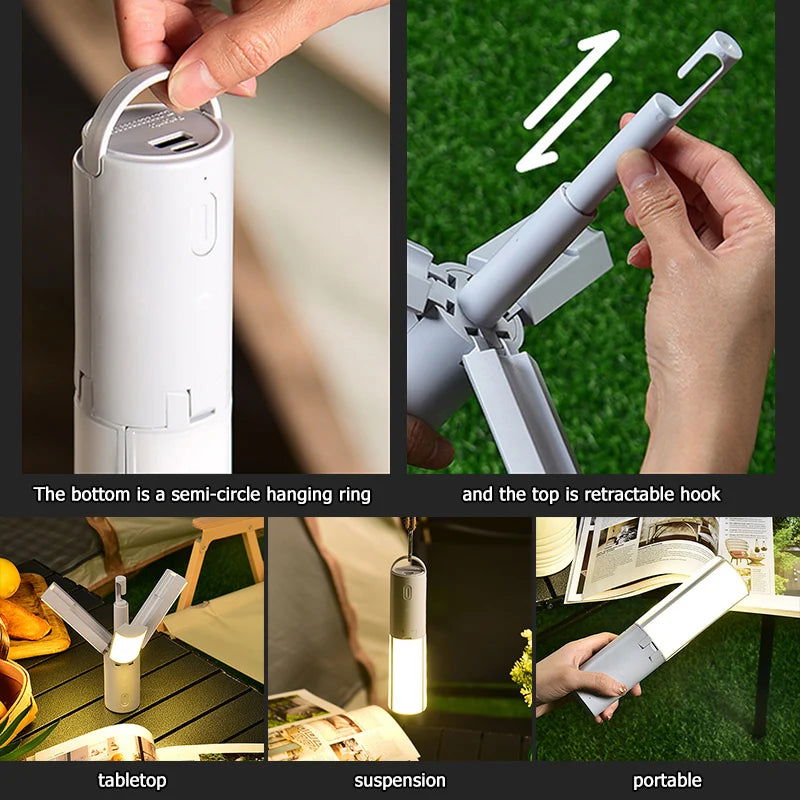 Folding Outdoor Camping Portable Rechargeable High Capacity Lighting Student Dormitory Hanging Tent Hanging Light Lantern - Slobuy