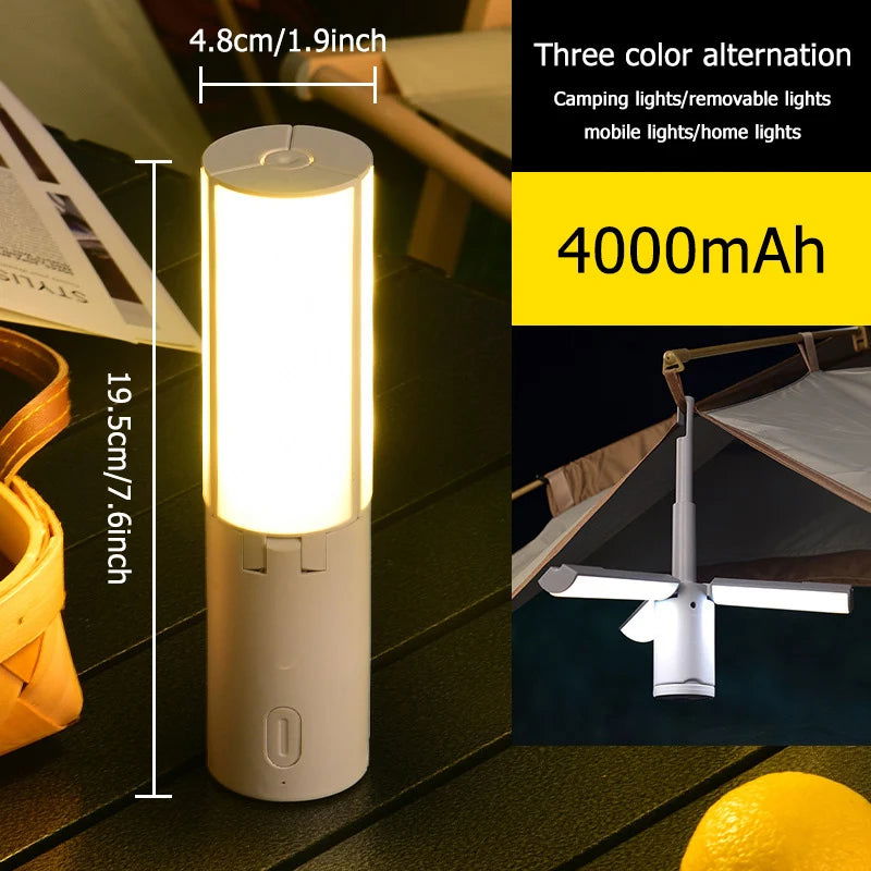 Folding Outdoor Camping Portable Rechargeable High Capacity Lighting Student Dormitory Hanging Tent Hanging Light Lantern - Slobuy