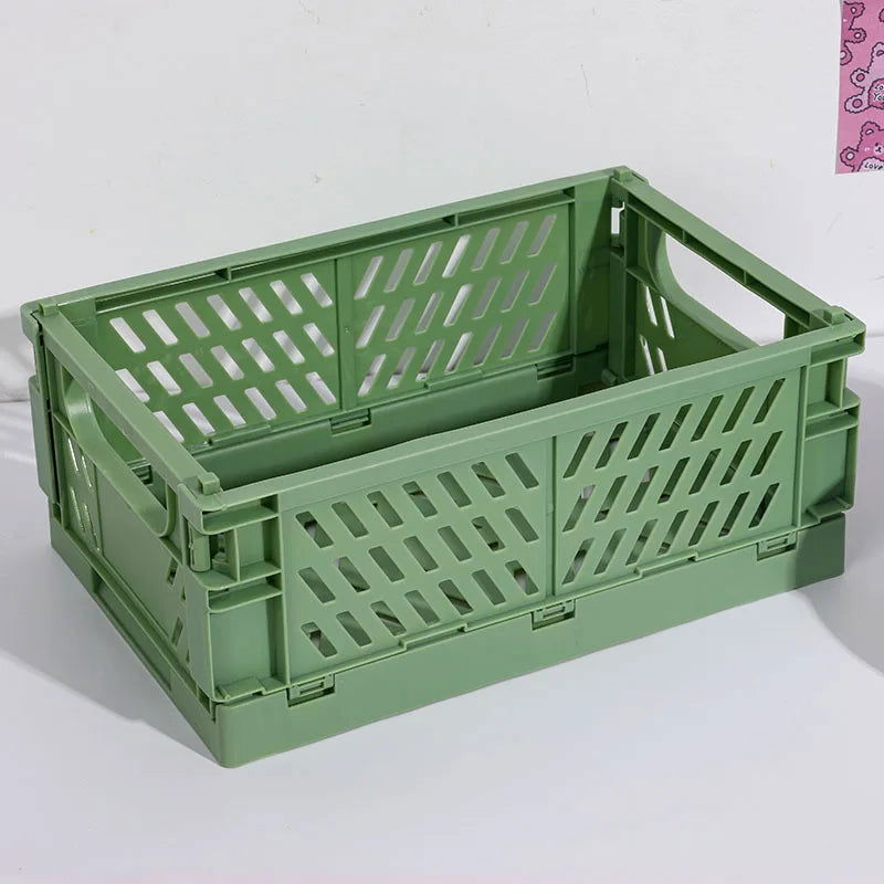 Folding Plastic Storage Box Collapsible Storage Container Desktop Cosmetic Storage Basket Home Office Organizer Box Storage Box - Slobuy