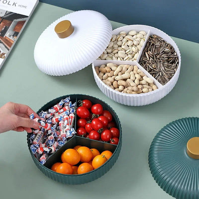 Food Platter Food Storage Tray with Lid 4 Compartment Snack Dried Fruit Candy Nut Serving Plates Tray - Slobuy