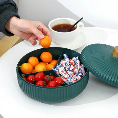 Food Platter Food Storage Tray with Lid 4 Compartment Snack Dried Fruit Candy Nut Serving Plates Tray - Slobuy