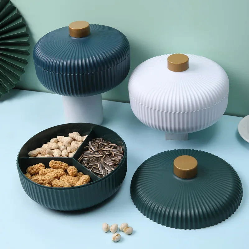 Food Platter Food Storage Tray with Lid 4 Compartment Snack Dried Fruit Candy Nut Serving Plates Tray - Slobuy