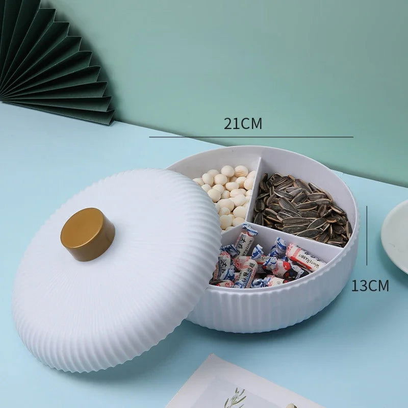 Food Platter Food Storage Tray with Lid 4 Compartment Snack Dried Fruit Candy Nut Serving Plates Tray - Slobuy