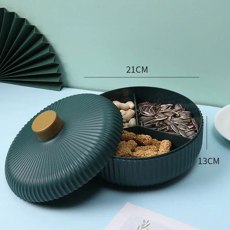 Food Platter Food Storage Tray with Lid 4 Compartment Snack Dried Fruit Candy Nut Serving Plates Tray - Slobuy
