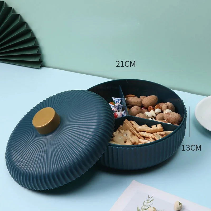 Food Platter Food Storage Tray with Lid 4 Compartment Snack Dried Fruit Candy Nut Serving Plates Tray - Slobuy