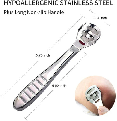 Foot Callus Shaver Heel Hard Skin Remover Hand Feet Pedicure Razor Tool Shavers Stainless Steel Handle 10 Blades Foot Care Tools - Slobuy