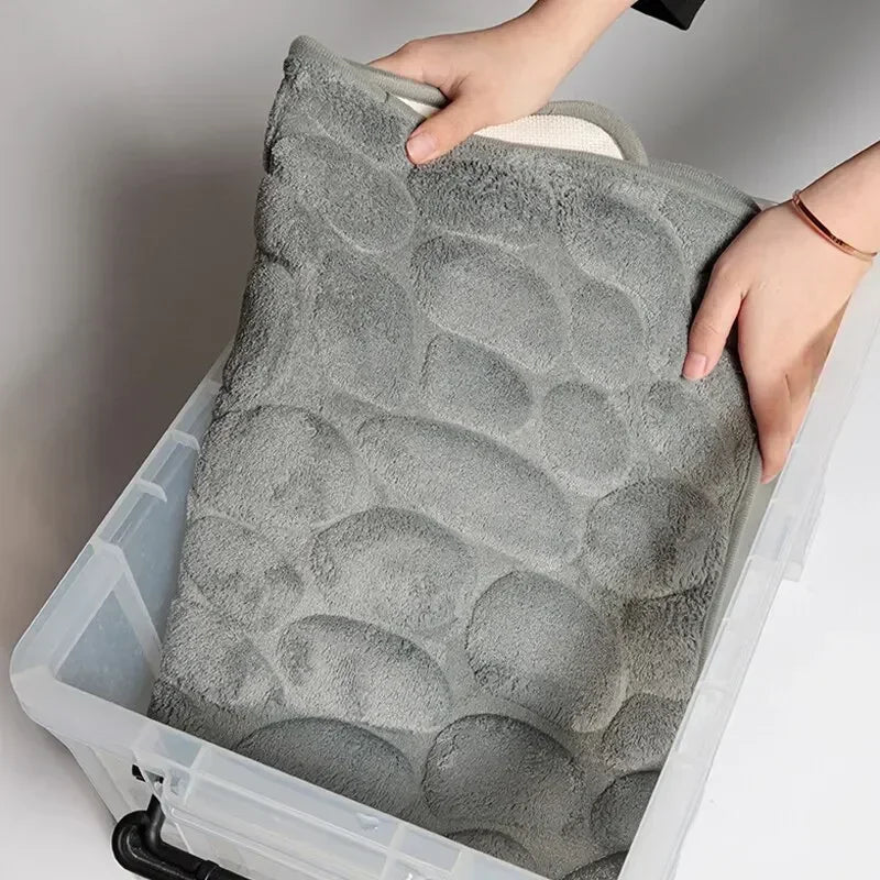 Foot Mat Coral Fleece Floor Mat Household Memory Foam Non-Slip Bathroom Kitchen Mat Thickened Absorbent Floor Mat Door Mat Rugs - Slobuy