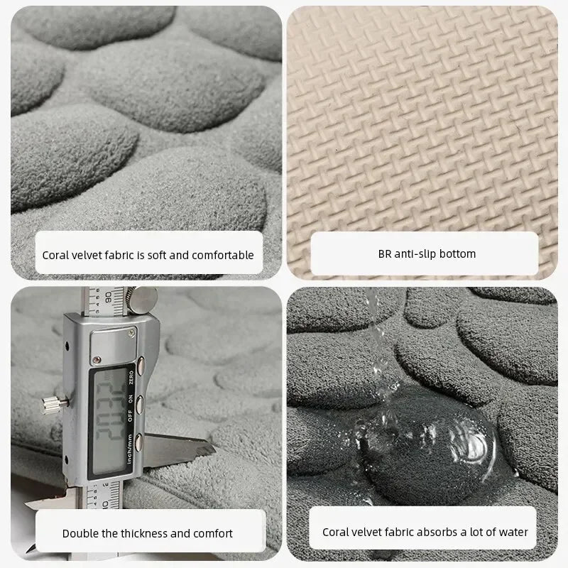 Foot Mat Coral Fleece Floor Mat Household Memory Foam Non-Slip Bathroom Kitchen Mat Thickened Absorbent Floor Mat Door Mat Rugs - Slobuy