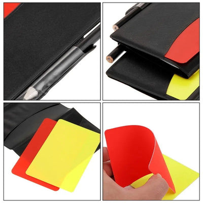 Football Soccer Referee Card Sets Warning Referee Red and Yellow Cards with Wallet Score Sheets Notebook Judge Accessories - Slobuy