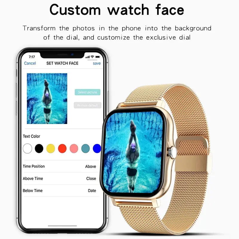 For Android OS IOS Phone Color Screen Full Touch Custom Dial Smart Watch Women Bluetooth Call SmartWatch Men 2024 New - Slobuy