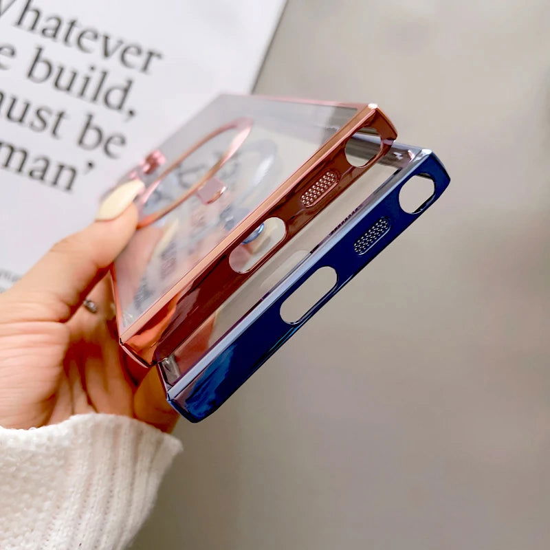 For Magsafe Luxury Magnetic Clear Phone Cases For Samsung Galaxy S23 Ultra S22 Plus Plating TPU Soft Case Lens Cover Accessories - Slobuy