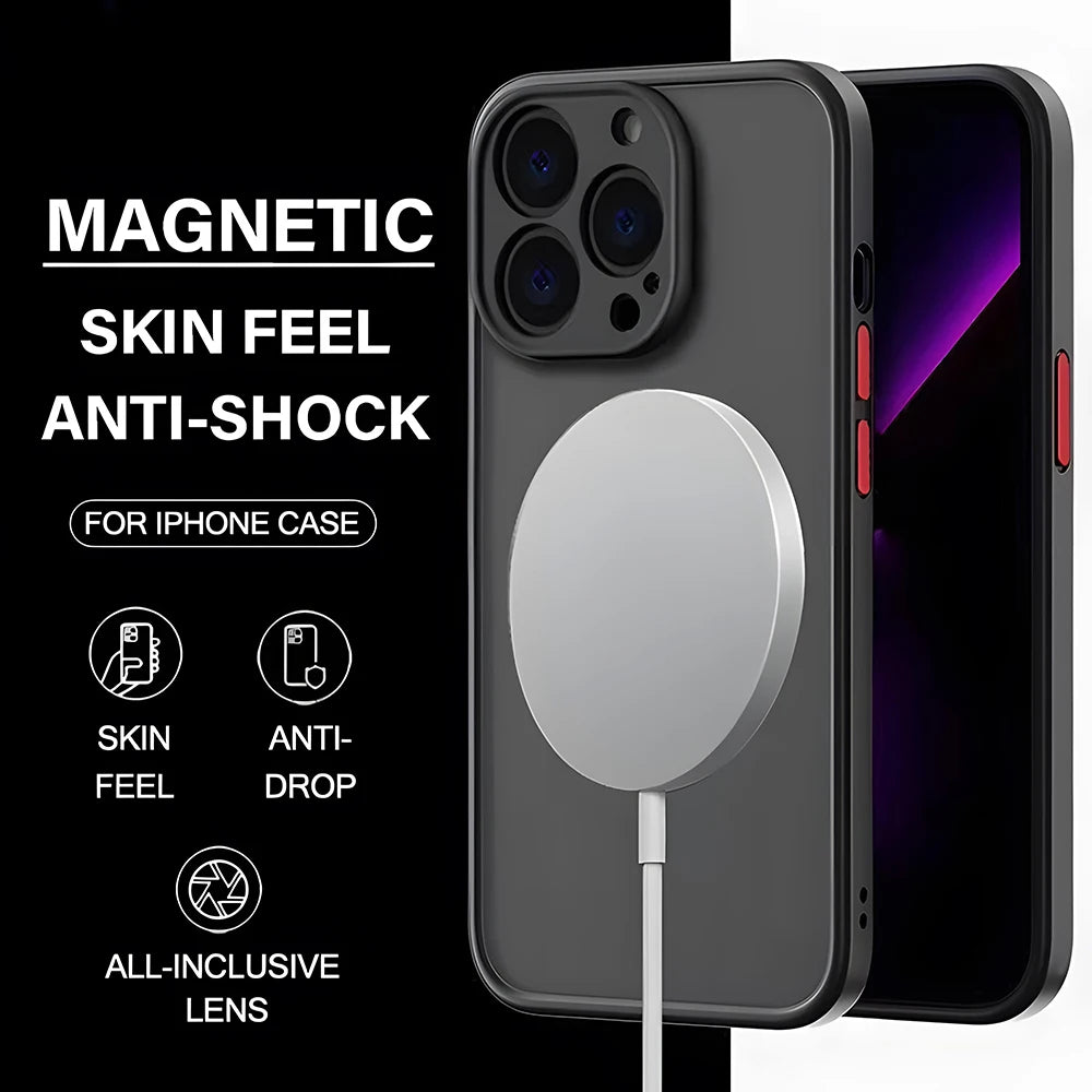 For Magsafe Matte Magnetic Case For iPhone 15 14 11 13 12 Pro Max Plus Luxury Wireless Charging Phone Protection Accessories - Slobuy