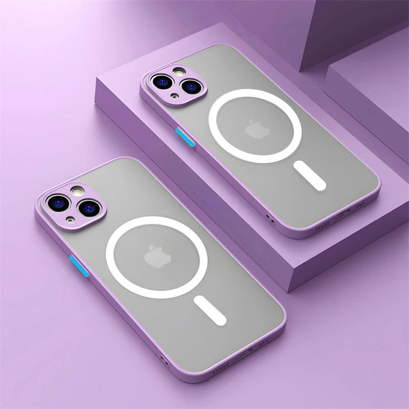 For Magsafe Matte Magnetic Case For iPhone 15 14 11 13 12 Pro Max Plus Luxury Wireless Charging Phone Protection Accessories - Slobuy