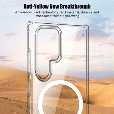 For Magsafe Shockproof Phone Case Luxury Magnetic Clear Cases For Samsung Galaxy S22 S23 Ultra Plus Fashion PC Cover Accessories - Slobuy