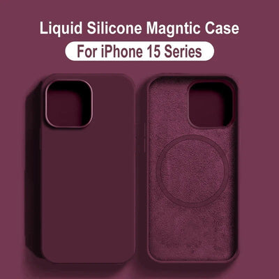 For Magsafe Wireless Charging Cases For iPhone 15 11 14 13 12 Pro Max Plus Liquid Silicone Magnetic Soft Cover Phone Accessories - Slobuy