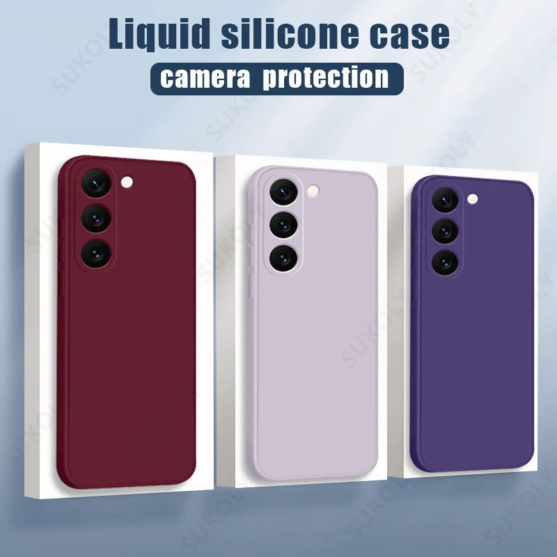 For Samsung Galaxy S23 S22 S24 Ultra S23 FE A53 A55 A54 5G Liquid Silicone Soft Case For Samsung S24 Plus S21 S20 FE Phone Cover - Slobuy