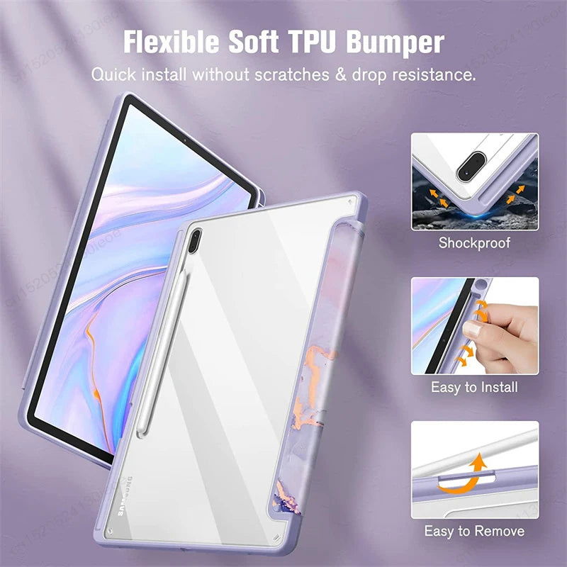 For Samsung Galaxy Tab S9 FE 11 Plus 12.4 inch 2023 Case Pencil Holder Tablet Cover For Tab A9 S9 S8 S7 11" Plus 12.4" Funda - Slobuy