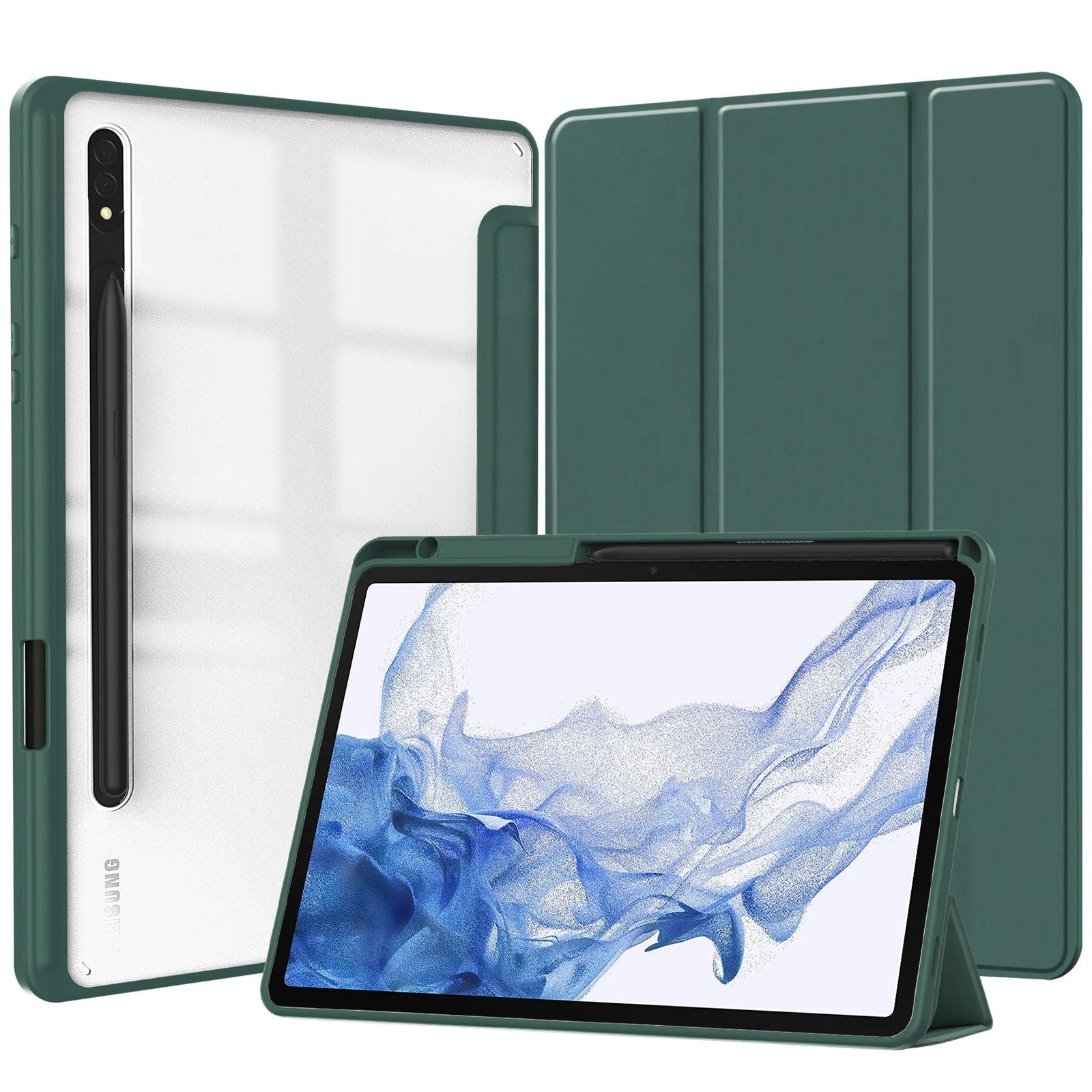 For Samsung Galaxy Tab S9 FE 11 Plus 12.4 inch 2023 Case Pencil Holder Tablet Cover For Tab A9 S9 S8 S7 11" Plus 12.4" Funda - Slobuy