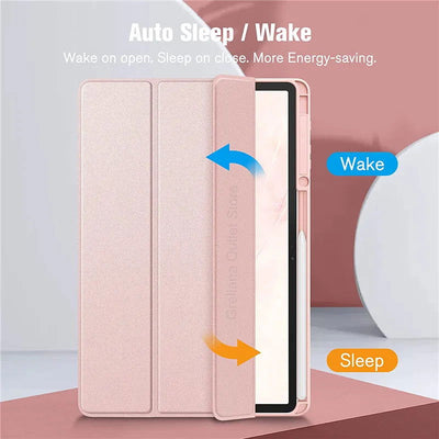 For Samsung Galaxy Tab S9 S8 S7 Plus FE 12.4 inch Case Transparent Back Tablet Cover For Tab S7 S8 11" 2020 Pencil Holder Cases - Slobuy