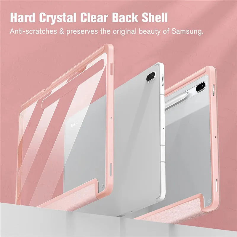 For Samsung Galaxy Tab S9 S8 S7 Plus FE 12.4 inch Case Transparent Back Tablet Cover For Tab S7 S8 11" 2020 Pencil Holder Cases - Slobuy