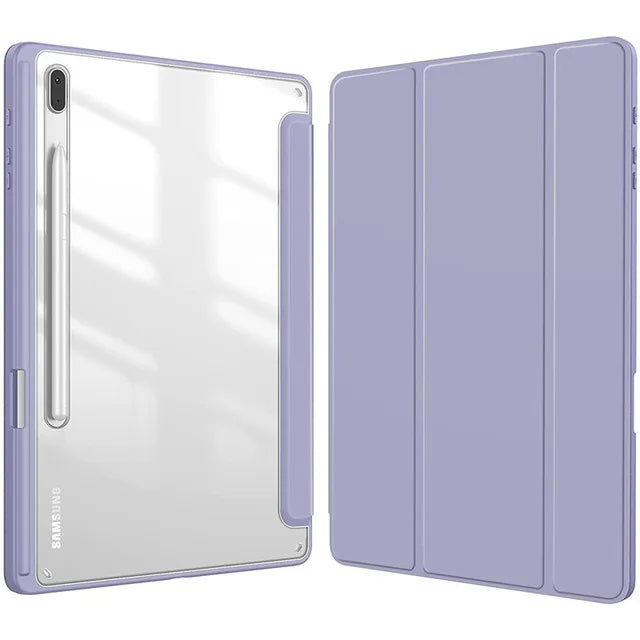 For Samsung Galaxy Tab S9 S8 S7 Plus FE 12.4 inch Case Transparent Back Tablet Cover For Tab S7 S8 11" 2020 Pencil Holder Cases - Slobuy