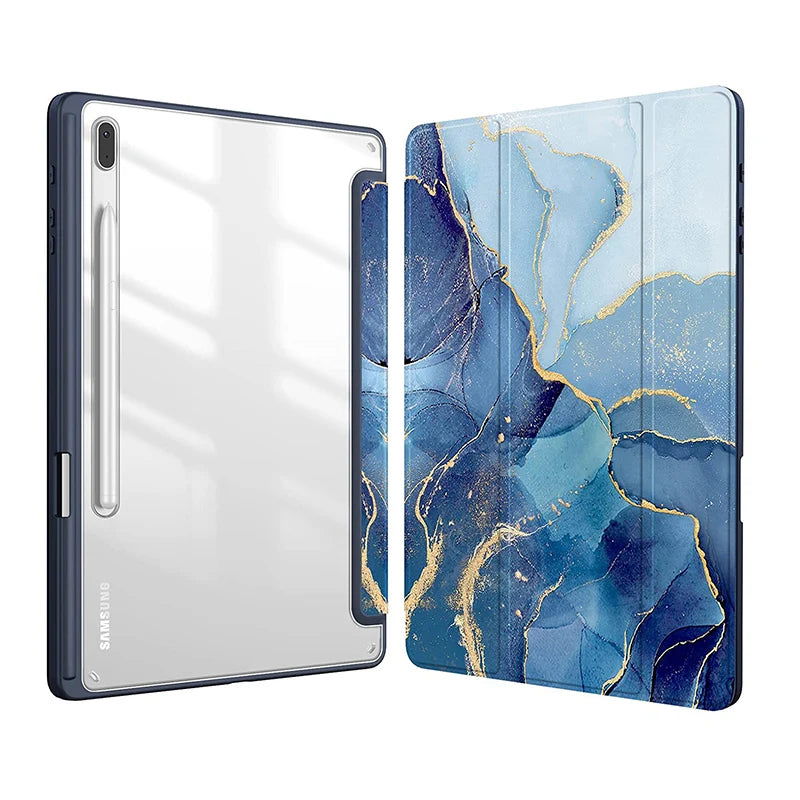 For Samsung Galaxy Tab S9 S8 S7 Plus FE 12.4 inch Case Transparent Back Tablet Cover For Tab S7 S8 11" 2020 Pencil Holder Cases - Slobuy