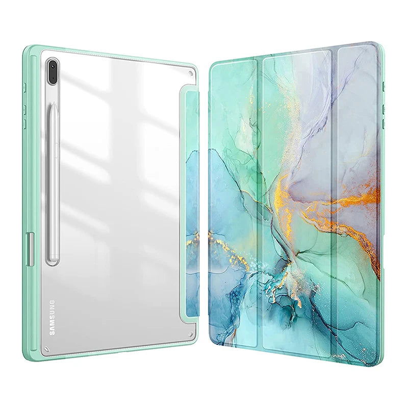 For Samsung Galaxy Tab S9 S8 S7 Plus FE 12.4 inch Case Transparent Back Tablet Cover For Tab S7 S8 11" 2020 Pencil Holder Cases - Slobuy