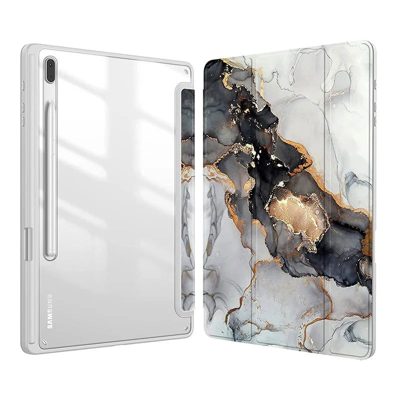 For Samsung Galaxy Tab S9 S8 S7 Plus FE 12.4 inch Case Transparent Back Tablet Cover For Tab S7 S8 11" 2020 Pencil Holder Cases - Slobuy