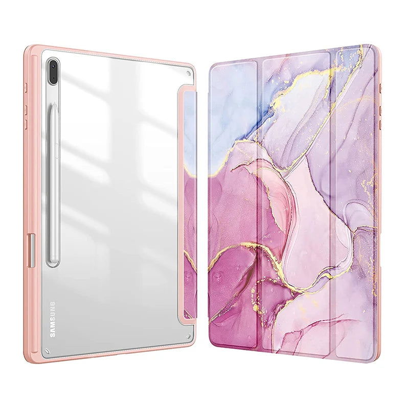 For Samsung Galaxy Tab S9 S8 S7 Plus FE 12.4 inch Case Transparent Back Tablet Cover For Tab S7 S8 11" 2020 Pencil Holder Cases - Slobuy