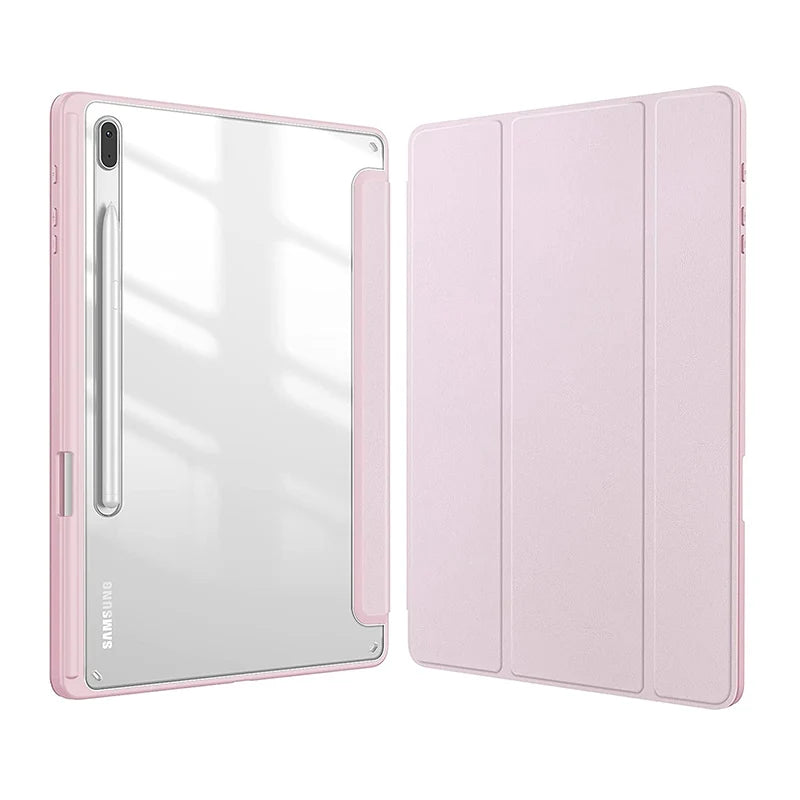 For Samsung Galaxy Tab S9 S8 S7 Plus FE 12.4 inch Case Transparent Back Tablet Cover For Tab S7 S8 11" 2020 Pencil Holder Cases - Slobuy