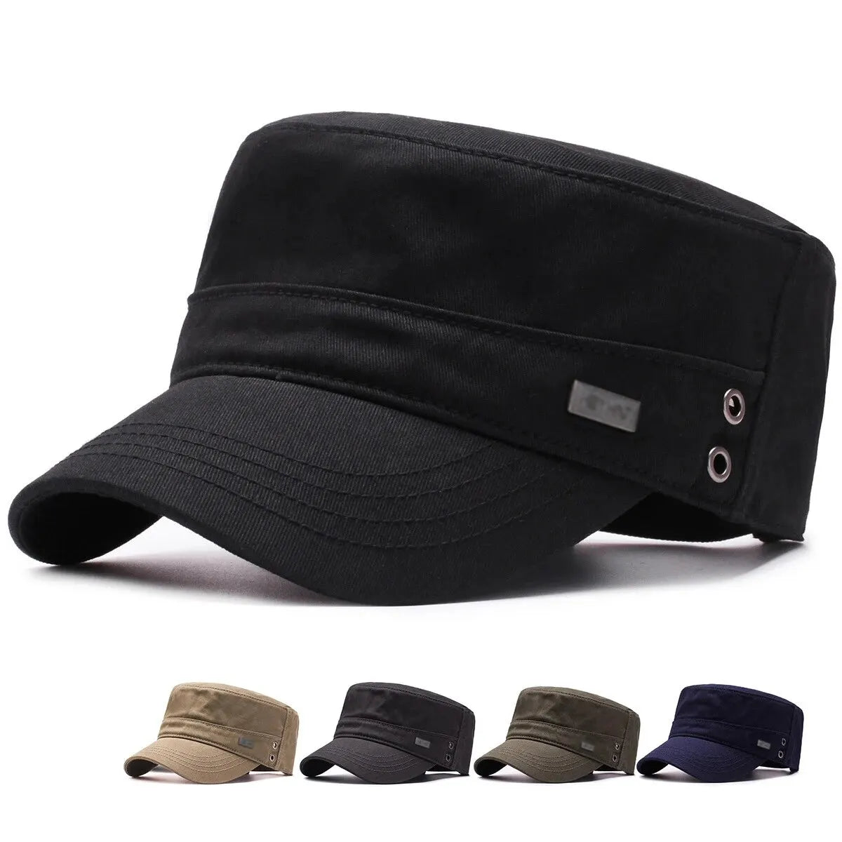 Four Seasons Flat Top Hat Men'S Simple Cotton Peaked Hat Fashion Baseball Cap Casual Cap, Commuter Sunshade Hat - Slobuy