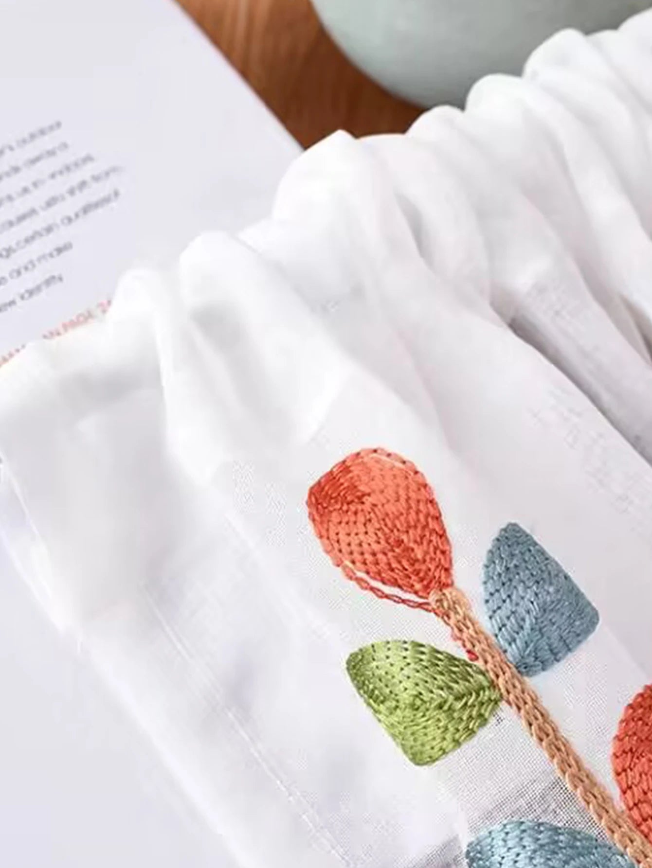 Four color branch Embroidered Semi Sheer Curtain Kitchen Tiers Half Window Sheer Curtains Rod Pocket Voile Drapes for Kitchen Ba - Slobuy