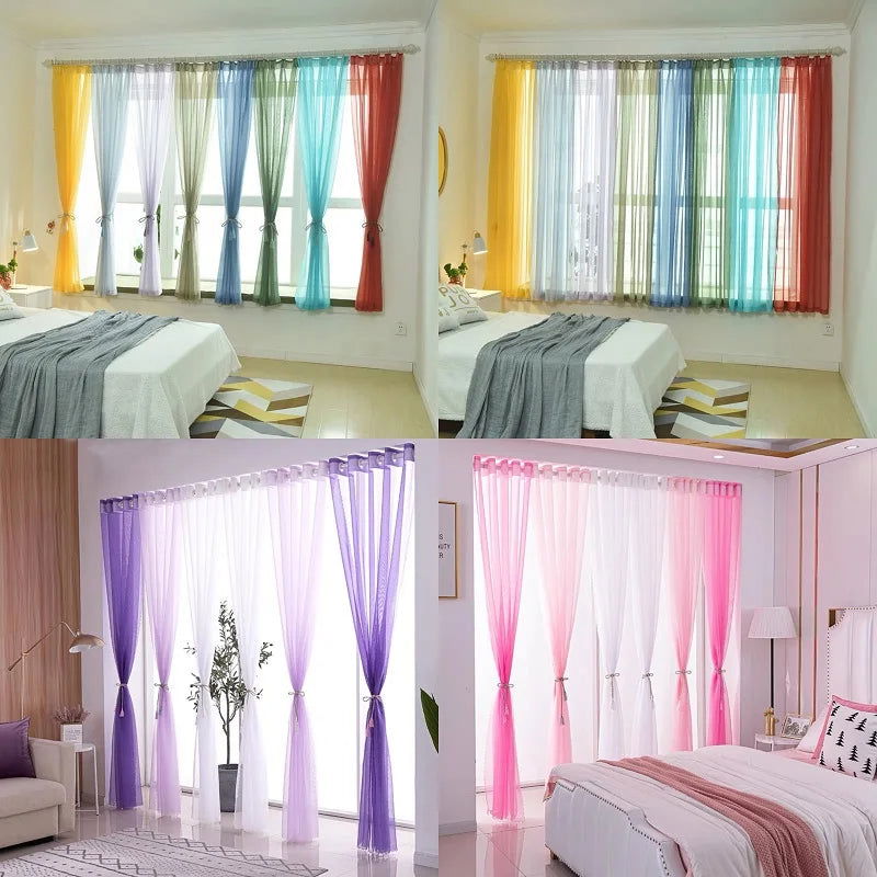 Free Customization Sheer Tulle Curtains Shading Heat Insulation Pure Color Rod Pocket for Bedroom Living Room Voile Window - Slobuy