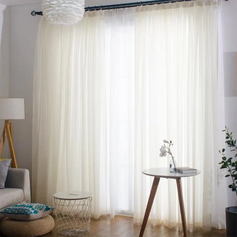 Free Customization Sheer Tulle Curtains Shading Heat Insulation Pure Color Rod Pocket for Bedroom Living Room Voile Window - Slobuy