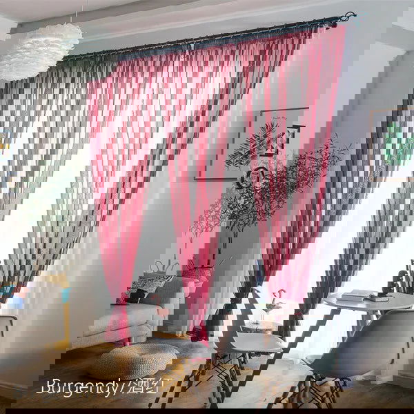 Free Customization Sheer Tulle Curtains Shading Heat Insulation Pure Color Rod Pocket for Bedroom Living Room Voile Window - Slobuy