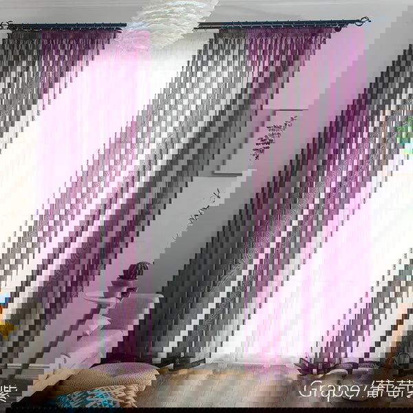 Free Customization Sheer Tulle Curtains Shading Heat Insulation Pure Color Rod Pocket for Bedroom Living Room Voile Window - Slobuy
