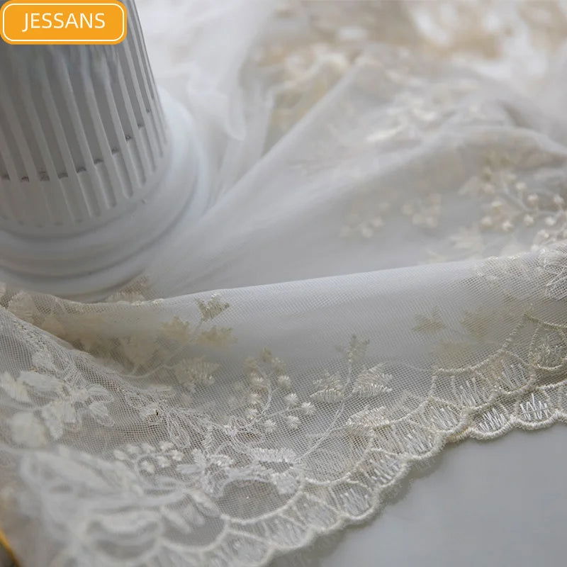 French Light Luxury Princess Embroidery Hollow Blank Gauze Lace Screen Curtains for Living Room Bedroom Bay Window Customization - Slobuy