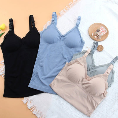 Front Open Buckle Summer Solid Sleeveless Nursing Clothes Women Pregnant Tank Top Maternity Clothing Breastfeeding Vest - Slobuy