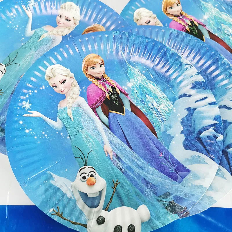 Frozen Anna Elsa Princess Birthday Party Decorations Kids Disposable Tableware Plates Cups Napkins Balloons Baby Shower Supplies - Slobuy
