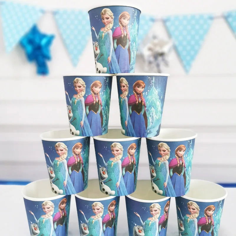 Frozen Anna Elsa Princess Birthday Party Decorations Kids Disposable Tableware Plates Cups Napkins Balloons Baby Shower Supplies - Slobuy