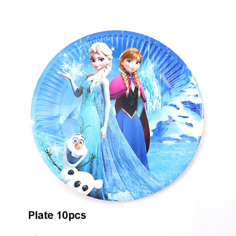 Frozen Anna Elsa Princess Birthday Party Decorations Kids Disposable Tableware Plates Cups Napkins Balloons Baby Shower Supplies - Slobuy