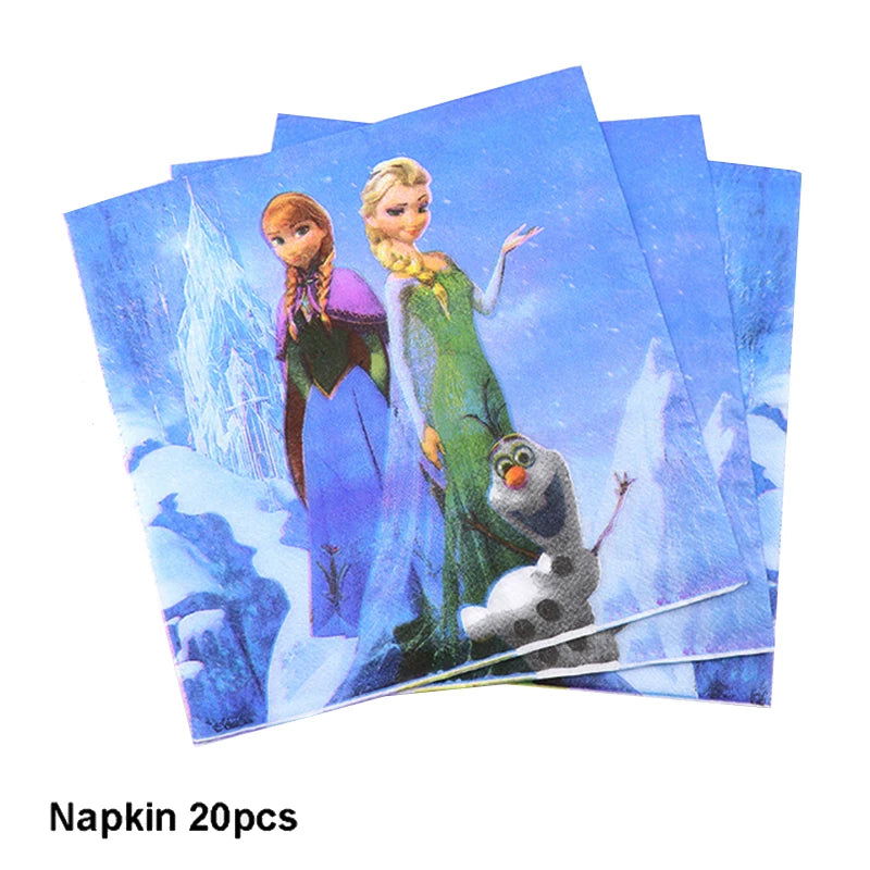 Frozen Anna Elsa Princess Birthday Party Decorations Kids Disposable Tableware Plates Cups Napkins Balloons Baby Shower Supplies - Slobuy