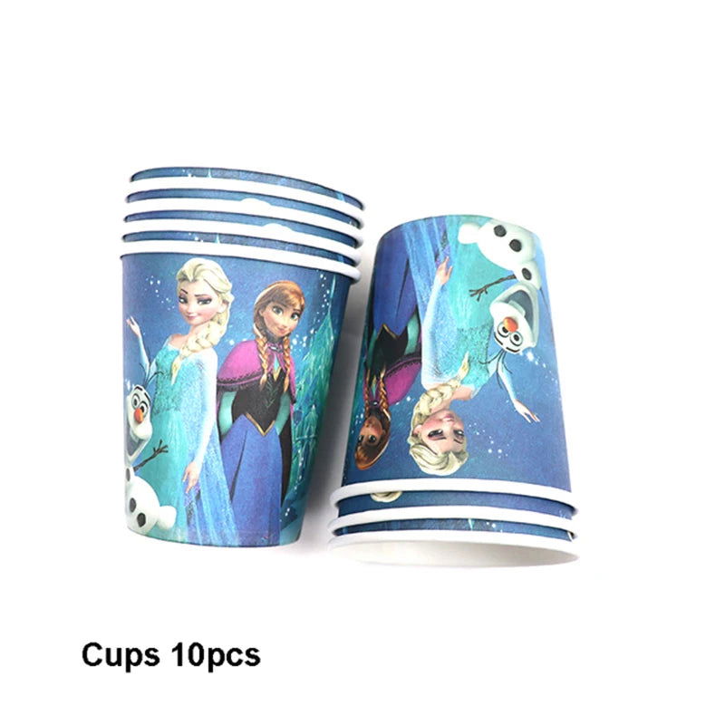 Frozen Anna Elsa Princess Birthday Party Decorations Kids Disposable Tableware Plates Cups Napkins Balloons Baby Shower Supplies - Slobuy