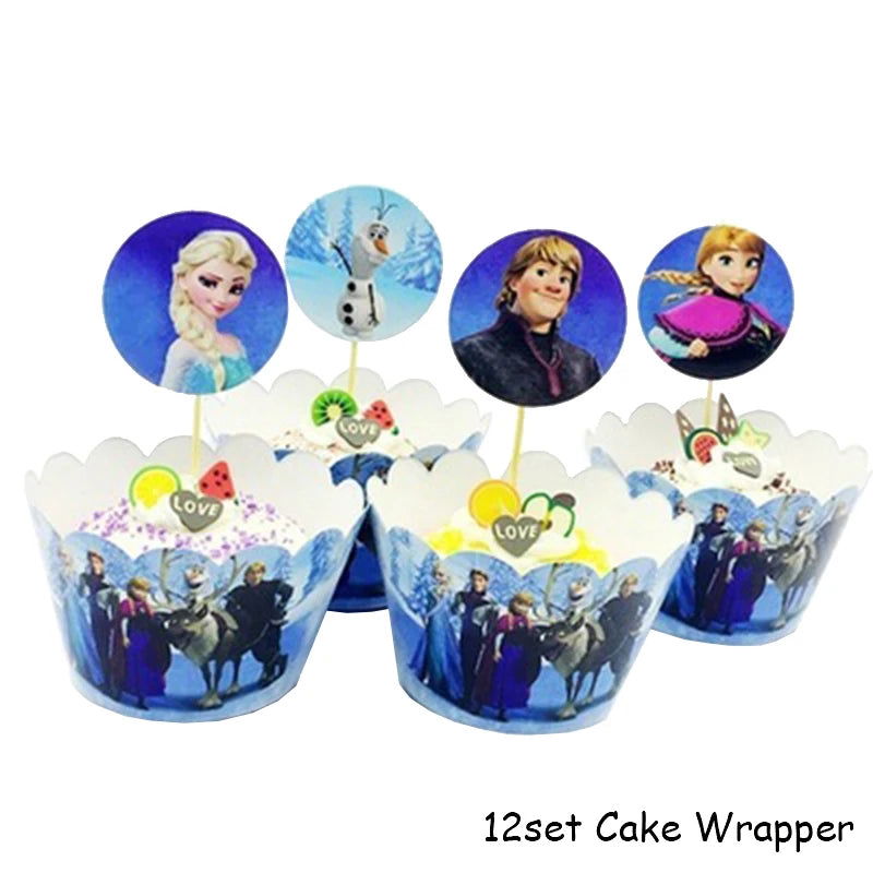 Frozen Anna Elsa Princess Birthday Party Decorations Kids Disposable Tableware Plates Cups Napkins Balloons Baby Shower Supplies - Slobuy