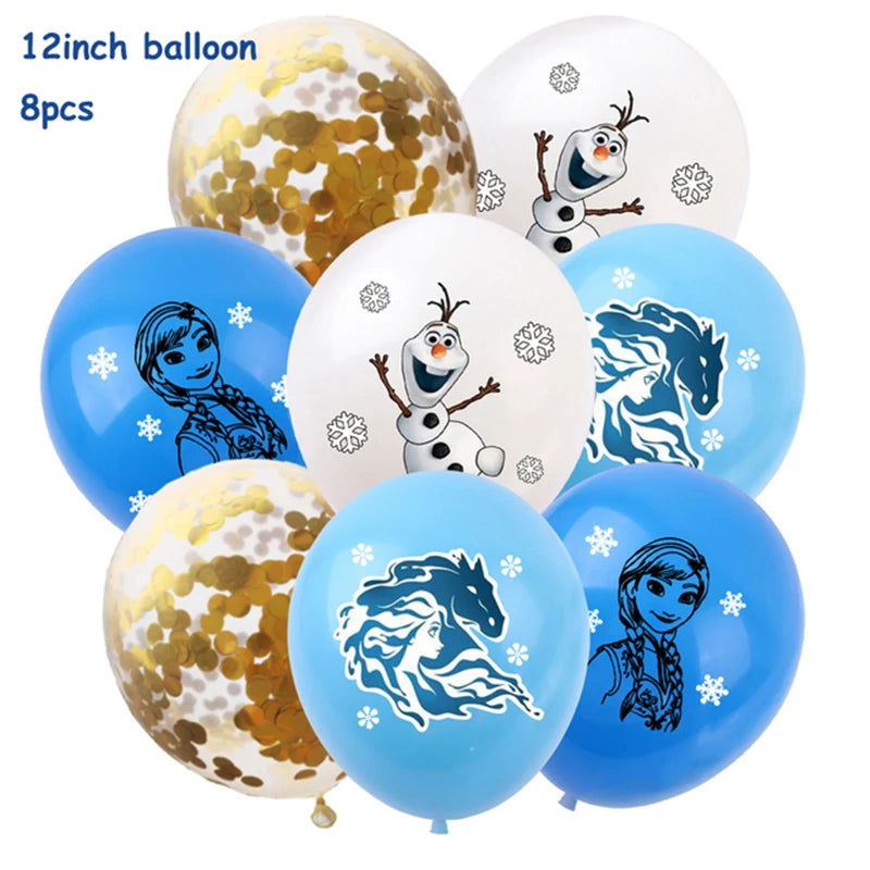 Frozen Anna Elsa Princess Birthday Party Decorations Kids Disposable Tableware Plates Cups Napkins Balloons Baby Shower Supplies - Slobuy