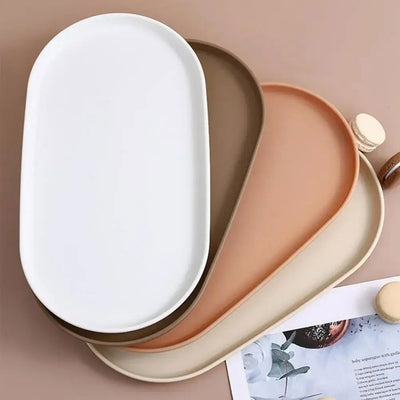 Fruit Plate Dessert Tray Stackable Oval Food Serving Tray Free Bone Dish Snack Plate Reusable Smooth Edge Food Plate for Kitchen - Slobuy