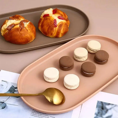 Fruit Plate Dessert Tray Stackable Oval Food Serving Tray Free Bone Dish Snack Plate Reusable Smooth Edge Food Plate for Kitchen - Slobuy